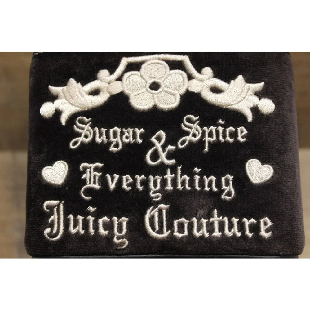 JUICY COUTURE Sugar & Spice Velour Train Case Y2K‎ Embroidered Makeup Bag